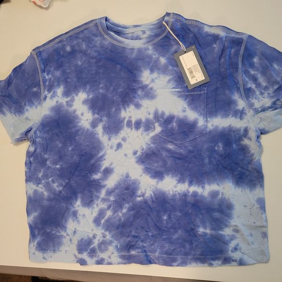 Universal Thread Short Sleeve Pocket T-Shirt Blue Tie Dye S/M  Crew .Neck New - Picture 1 of 7